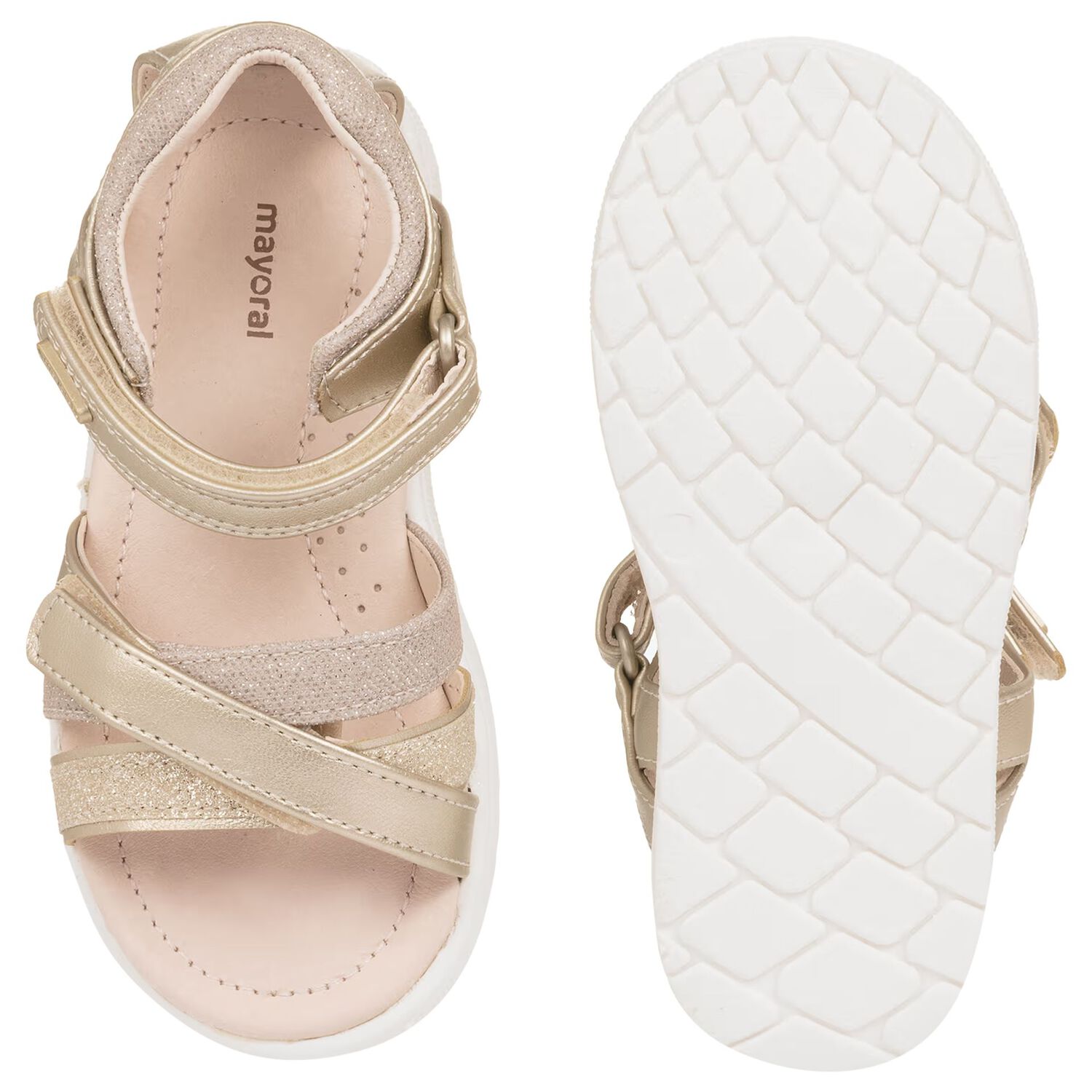 Younger Girls Gold Sandals, 1, hi-res
