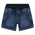 Younger Boys Blue Denim Shorts, 1, hi-res