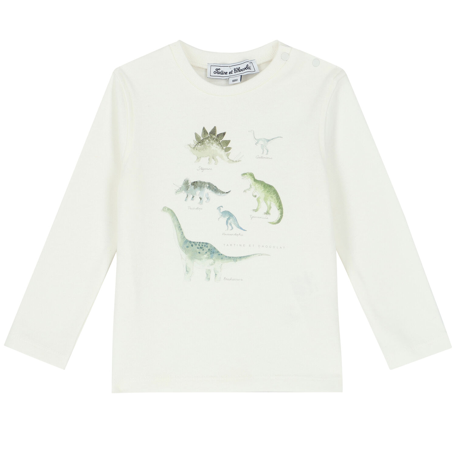 Baby Boys Ivory Dinosaur Long Sleeve Top, 1, hi-res