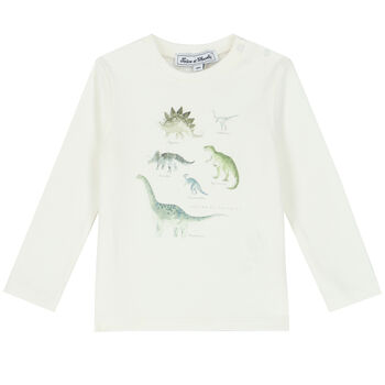 Baby Boys Ivory Dinosaur Long Sleeve Top
