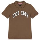 Boys Brown Logo Polo Shirt, 2, hi-res