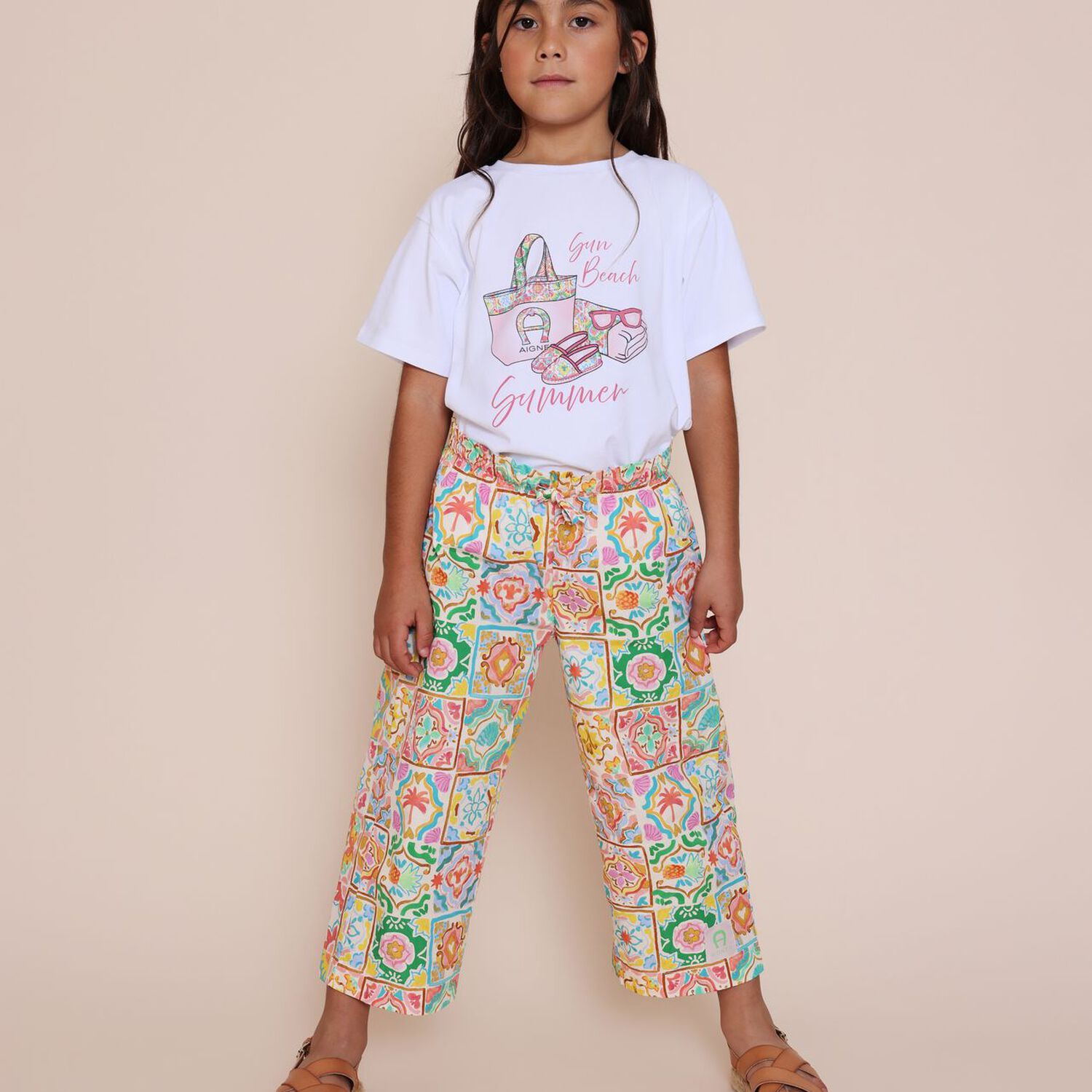 Girls Multi-Coloured Logo Trousers, 1, hi-res