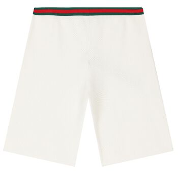 Ivory Cotton Web Striped Shorts
