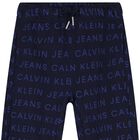 Boys Navy Blue Logo Joggers, 1, hi-res