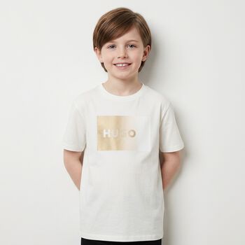 Boys Mini Me White Logo T-Shirt