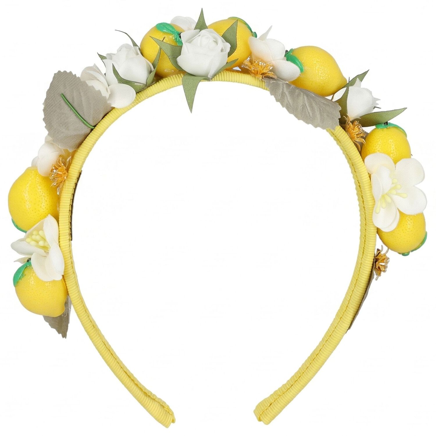 Girls Yellow Floral & Lemon Headband, 1, hi-res
