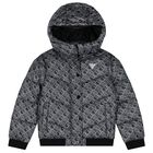 Boys Black Logo Padded Puffer Jacket, 2, hi-res
