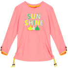 Girls Pink Long Sleeve Rash Vest, 1, hi-res