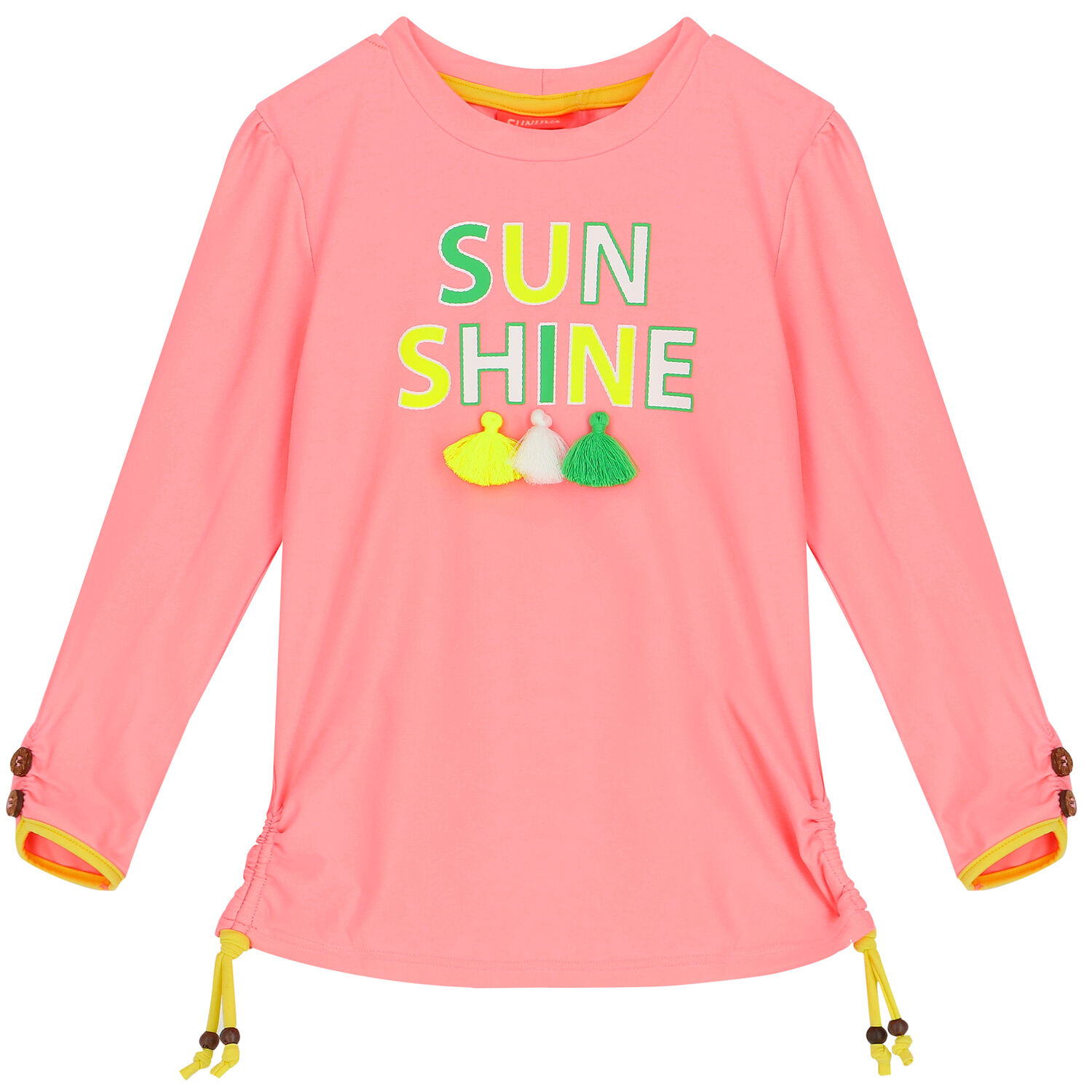 Girls Pink Long Sleeve Rash Vest, 1, hi-res
