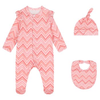 Baby Girls Pink Zig Zag Babygrow Set 