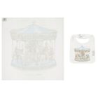 Baby Boys Ivory & Blue Carousel Carr&eacute; Swaddle & Bib Gift Set, 1, hi-res