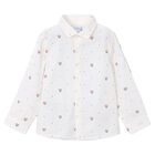 Boys White Teddy Bear Shirt, 2, hi-res