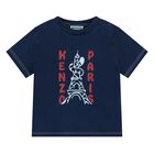 Younger Boys Navy Blue Logo T-Shirt, 1, hi-res