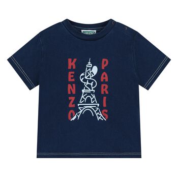 Younger Boys Navy Blue Logo T-Shirt