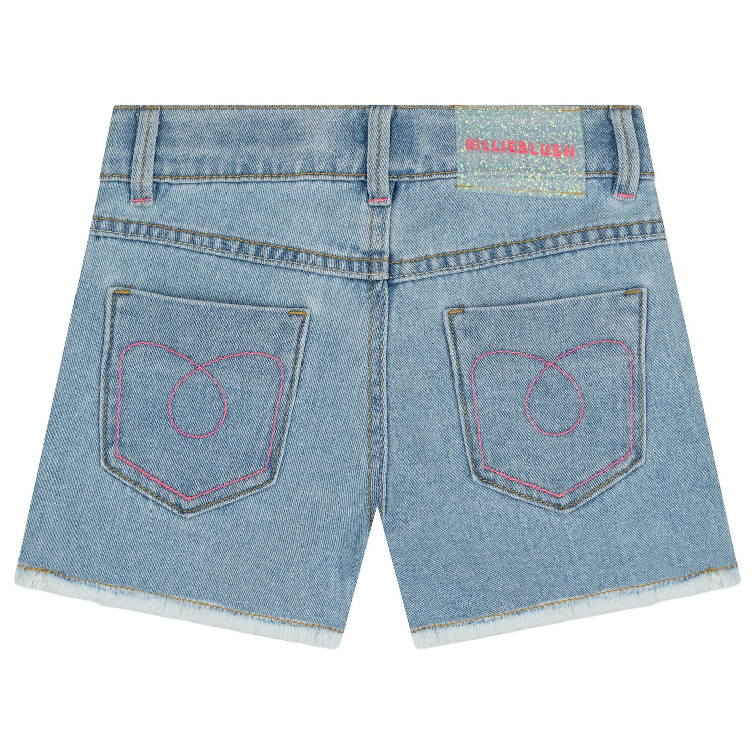 Girls Denim Blue Rhinestones Shorts, 1, hi-res