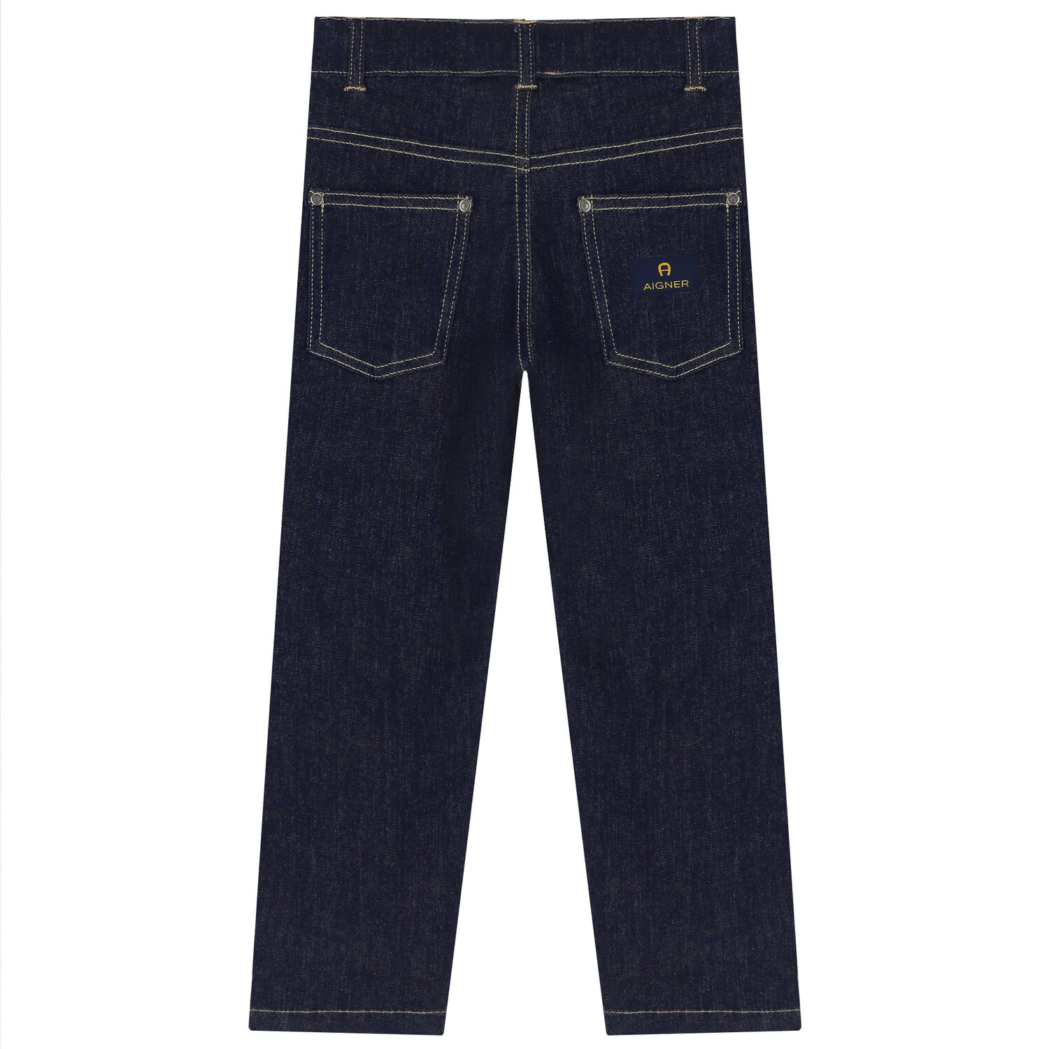 Boys Navy Blue Logo Denim Jeans, 1, hi-res