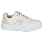 Girls White Logo Trainers, 1, hi-res