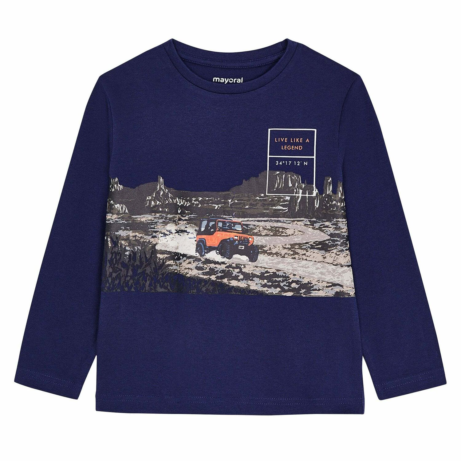 Boys Navy Jeep Long Sleeve Top, 2, hi-res