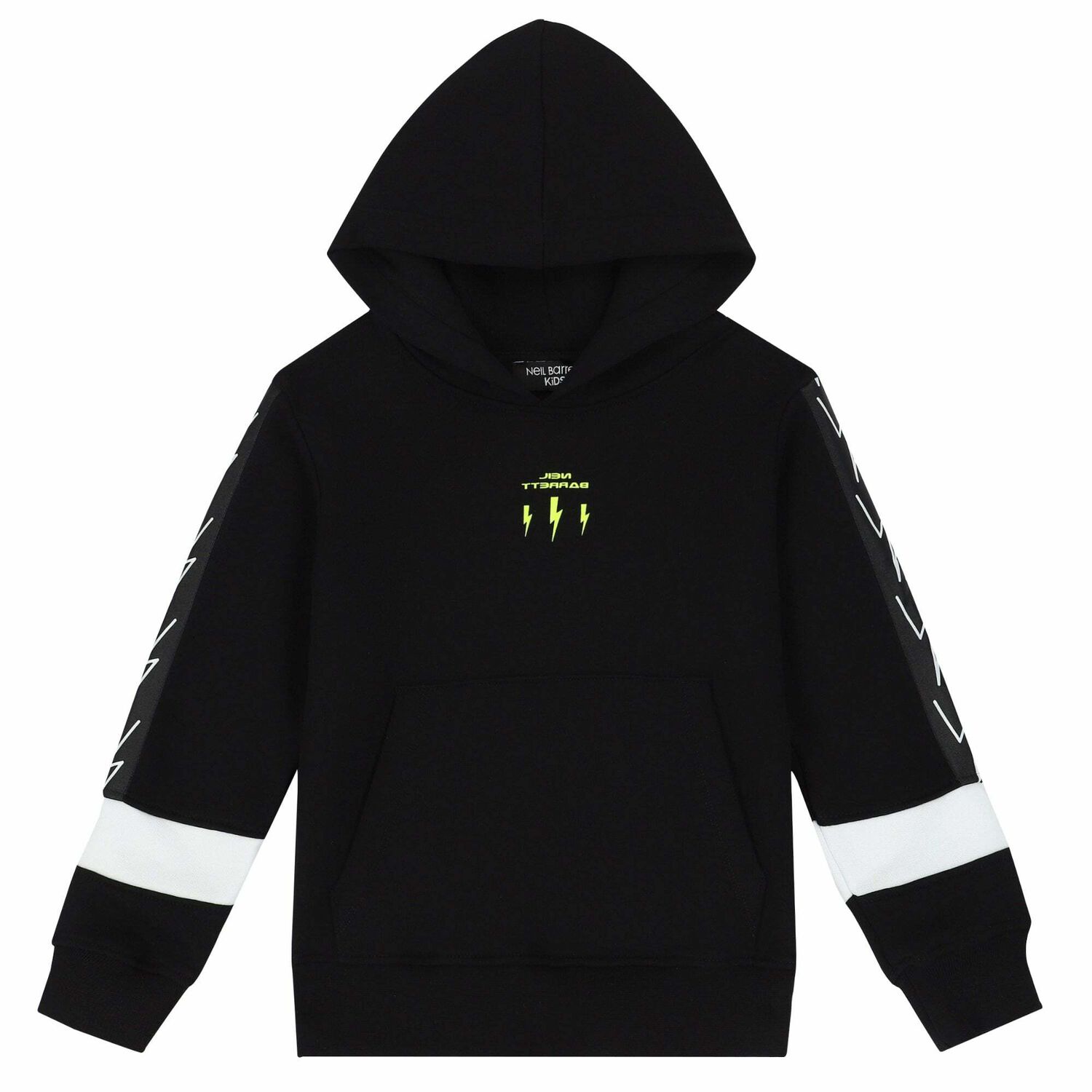 Boys Black Logo Hooded Top, 1, hi-res