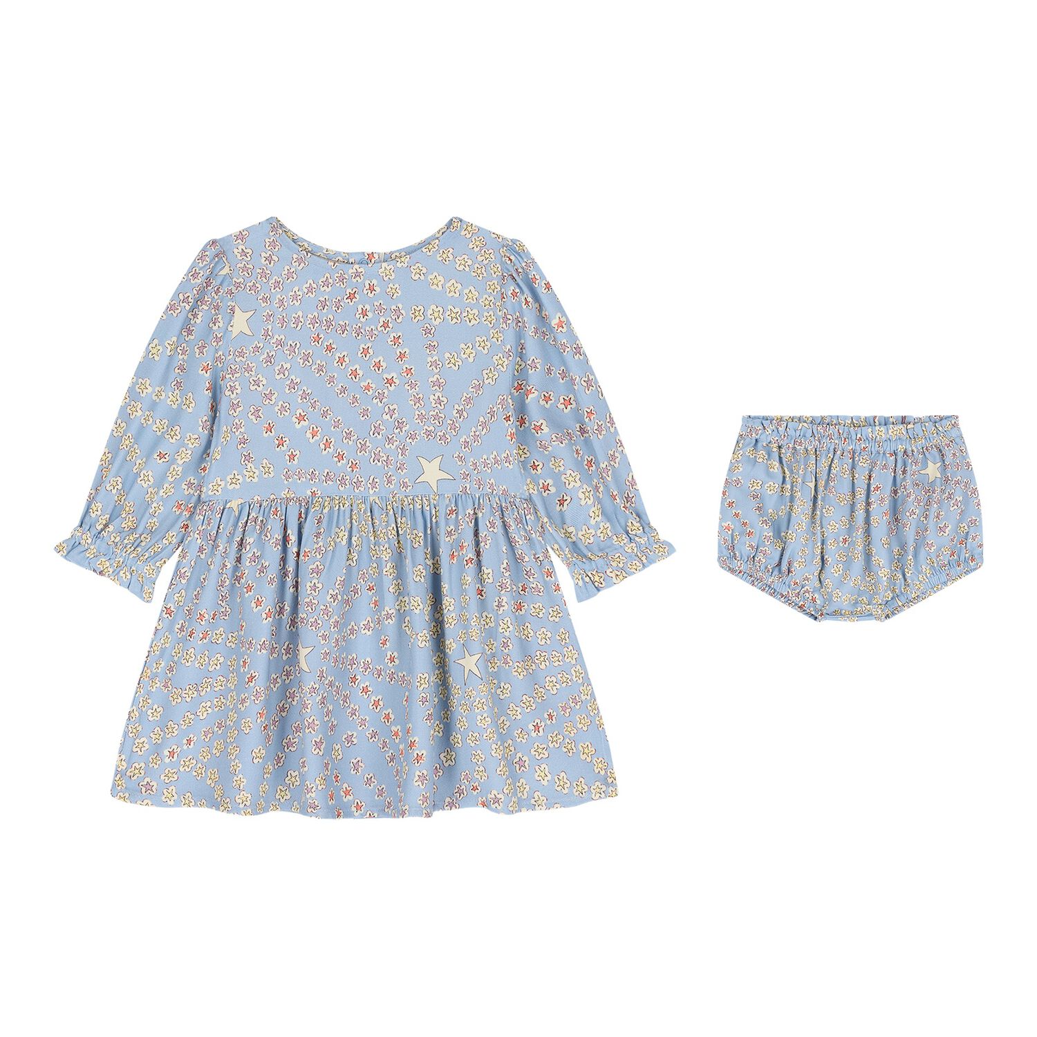 Baby Girls Blue Star Dress Set, 1, hi-res