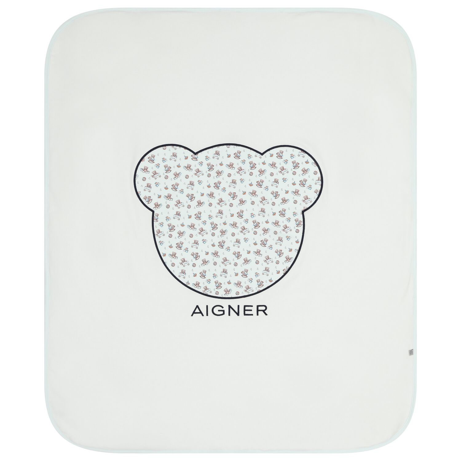 Baby Boys White & Blue Teddy Bear Blanket, 2, hi-res