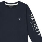 Boys Navy Blue Logo Long Sleeve Top, 1, hi-res