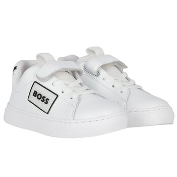 Boys White Leather Trainers