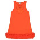 Girls Red Tulle Hem Dress, 1, hi-res