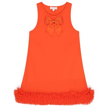Girls Red Tulle Hem Dress