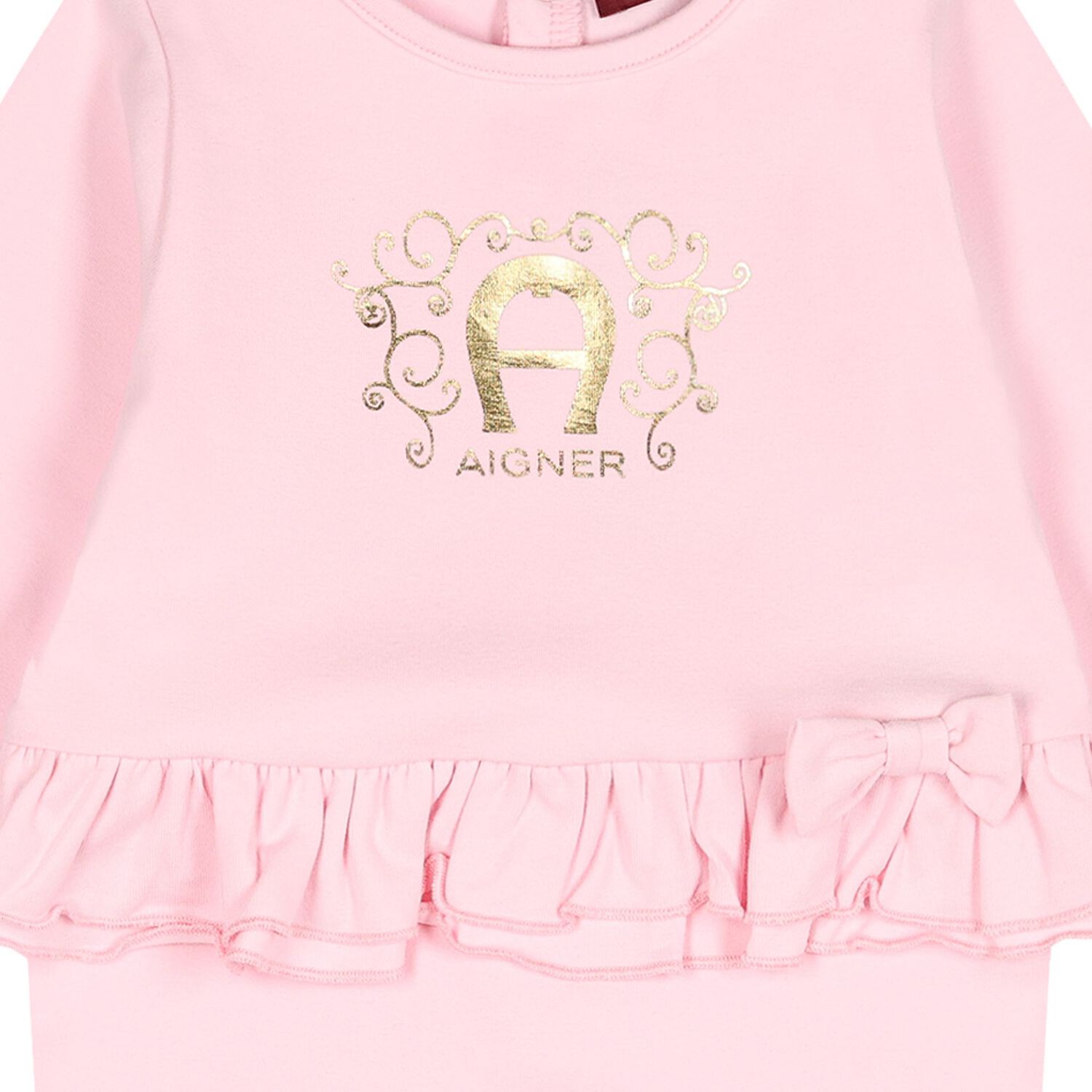 Baby Girls Pink & Gold Logo Babygrow, 2, hi-res