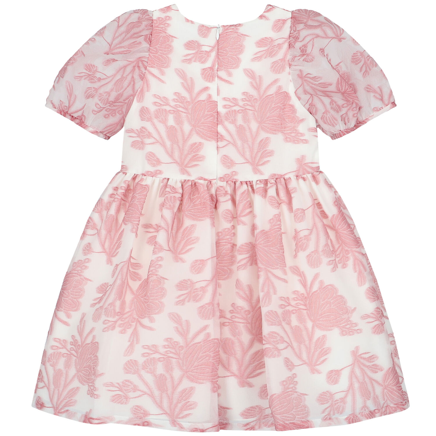 Girls White & Pink Floral Organza Dress, 1, hi-res
