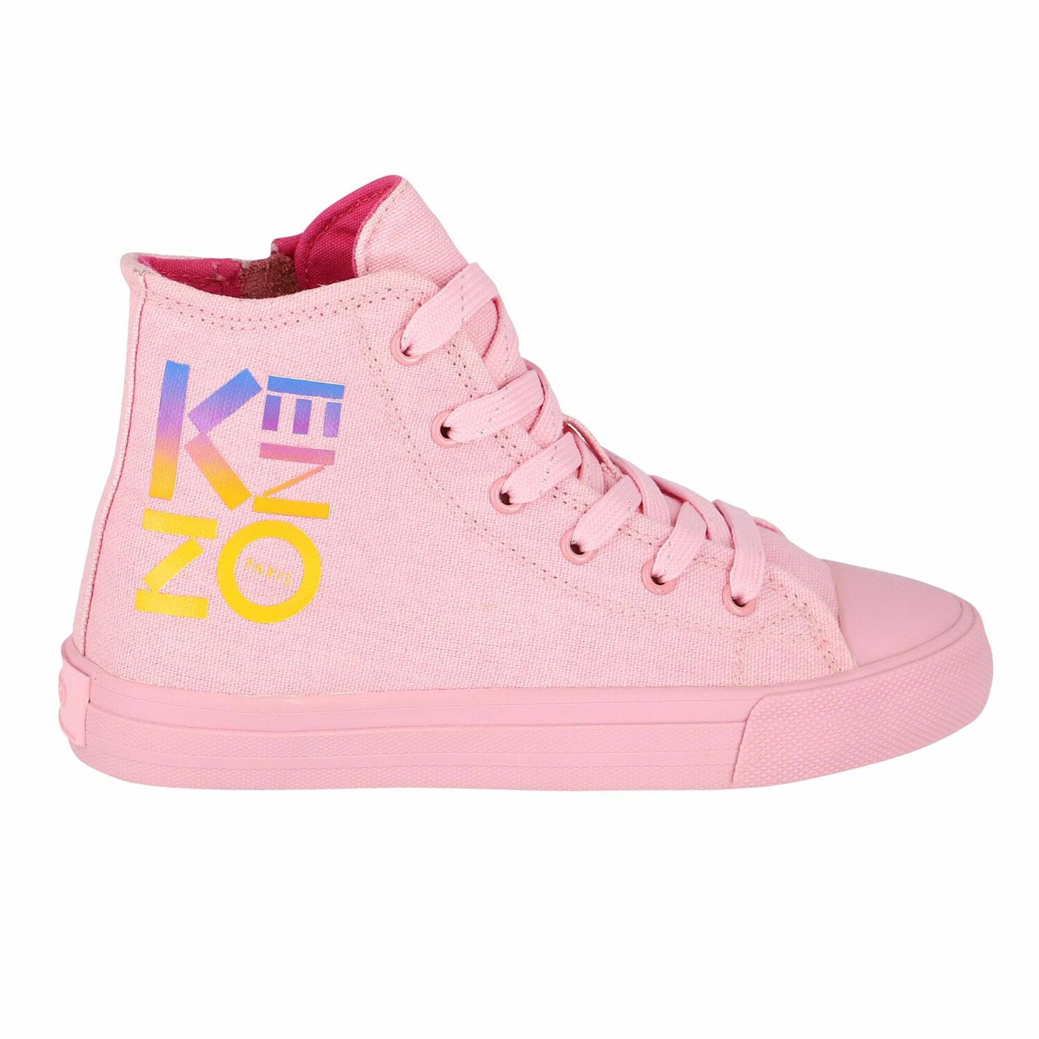 Girls Pink High Top Trainers, 1, hi-res