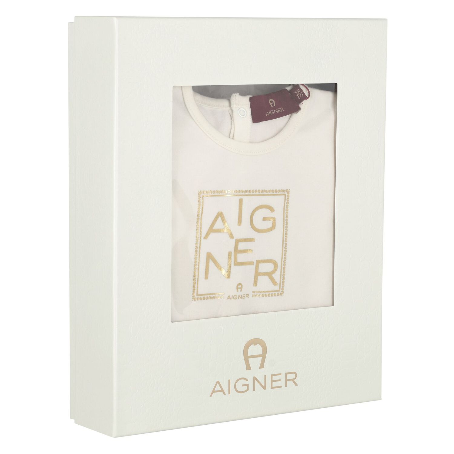 Ivory & Gold Logo Baygrow, Hat & Bib Gift Set, 1, hi-res