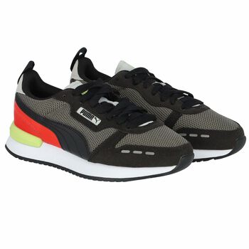 Boys Black & Grey Logo Trainers