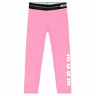Girls Pink Logo Leggings, 2, hi-res