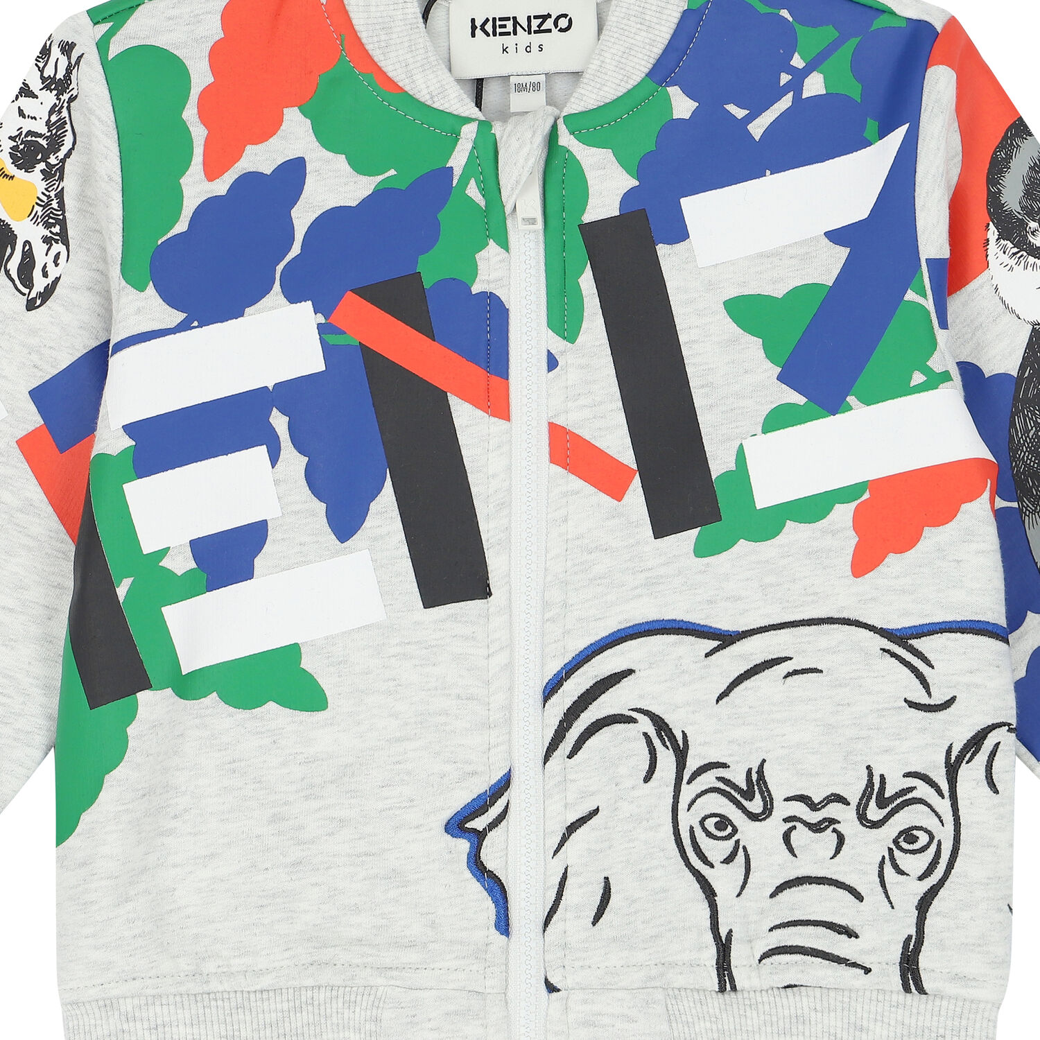 Younger Boys Grey Logo Zip-Up Top, 1, hi-res