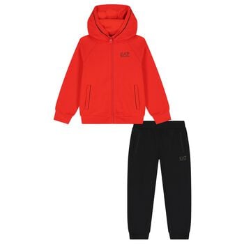 Boys Red & Black Logo Tracksuit
