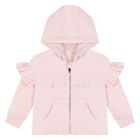 Younger Girls Pink Logo Hooded Zip Up Top, 1, hi-res