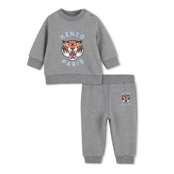 Younger Grey Tiger Logo Tracksuit