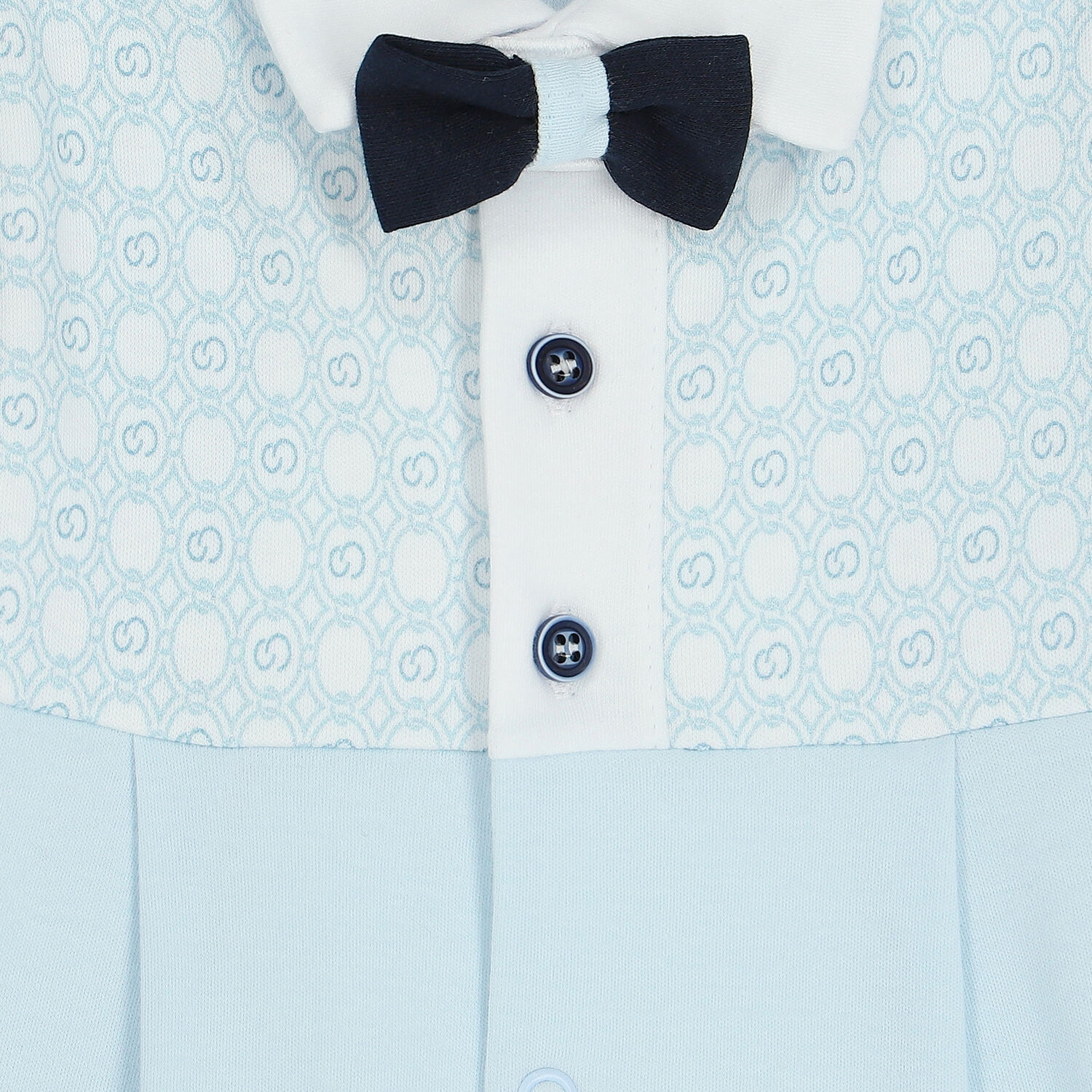 Baby Boys Blue & White Polo Romper, 1, hi-res