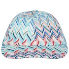 Girls White & Blue Zig Zag Cap, 2, hi-res