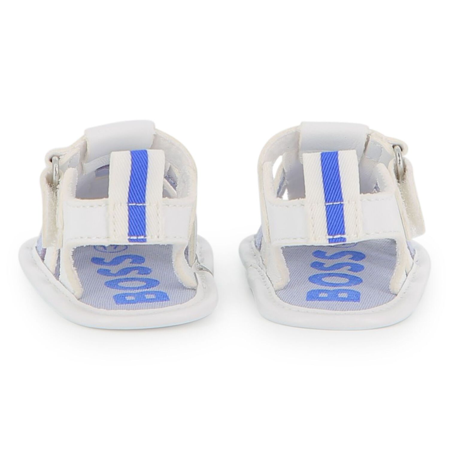 Baby Boys White Logo Sandals, 1, hi-res