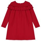 Girls Red Pleated Dress, 1, hi-res