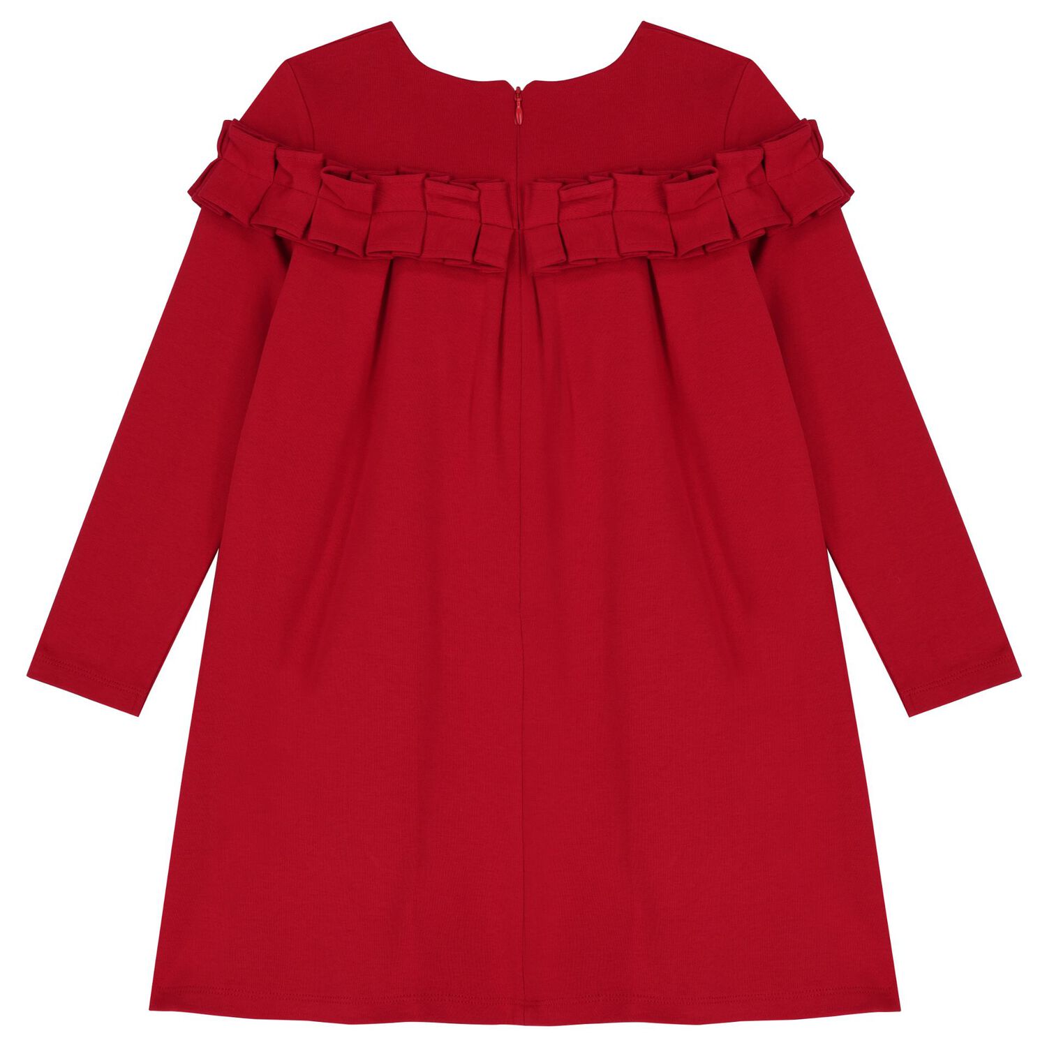 Girls Red Pleated Dress, 1, hi-res