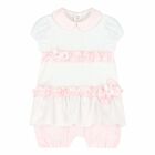 Baby Girls White & Pink Romper, 1, hi-res