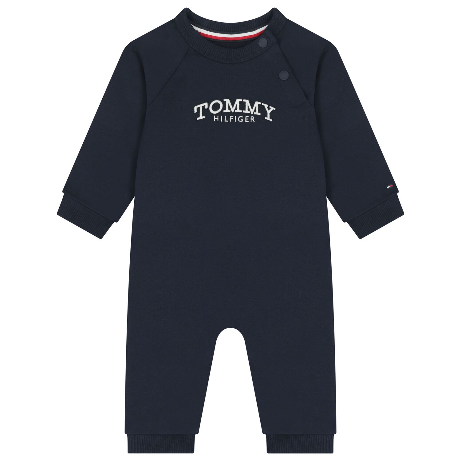 Baby Boys Navy Blue Logo Romper, 1, hi-res