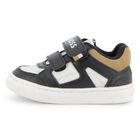 Boys Black, White & Beige Logo Trainers, 1, hi-res