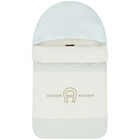 Baby Boys Ivory, Blue & Gold Pima Cotton Logo Nest, 1, hi-res