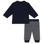 Baby Boys Navy Blue Logo Trousers Set, 1, hi-res