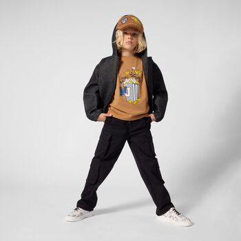 Boys Beige Popcorn Logo T-Shirt